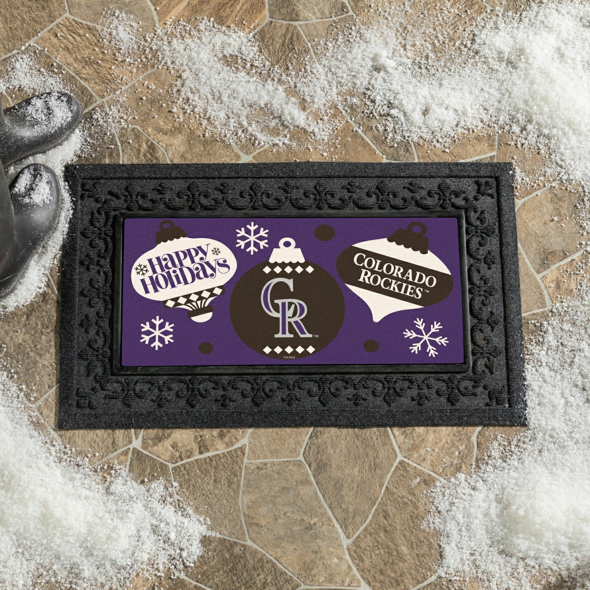Colorado Rockies Holiday Flocked Coir Sassafras Switch Mat, 22"x10", MLB
