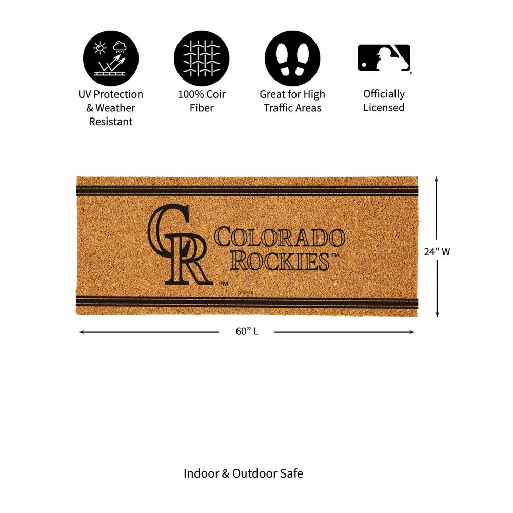 Colorado Rockies Extra Large One Color Coir Mat, 60"x24", MLB