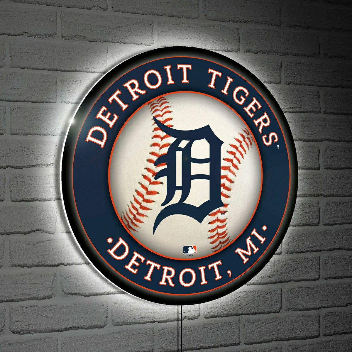 Detroit Tigers Baseball Large Round Edgelite LED Decor, MLB, Home