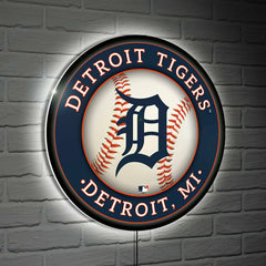 Detroit Tigers Baseball Large Round Edgelite LED Decor, MLB, Home