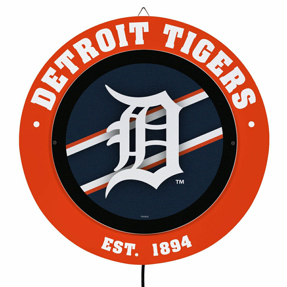 Detroit Tigers, Metal Lite, Round, MLB