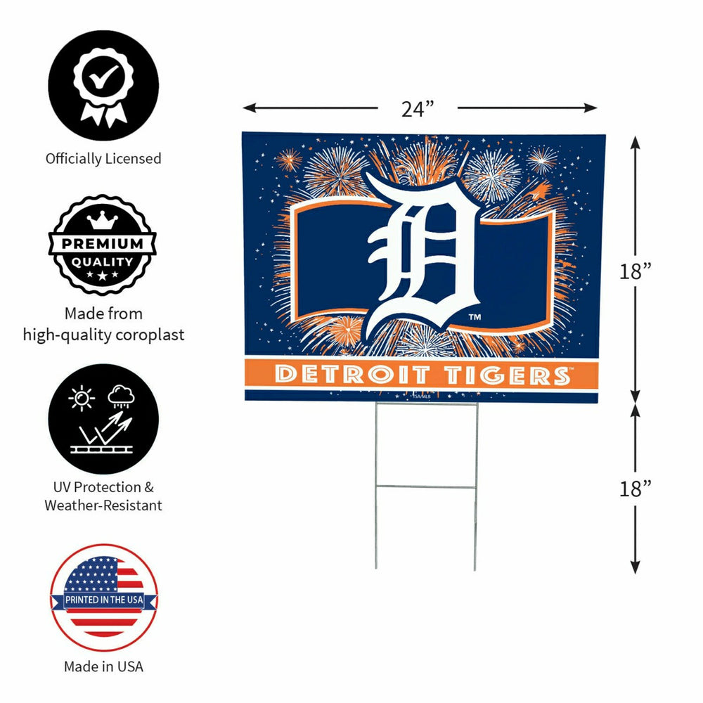 Detroit Tigers Yard Sign, Patriotic, MLB, Home