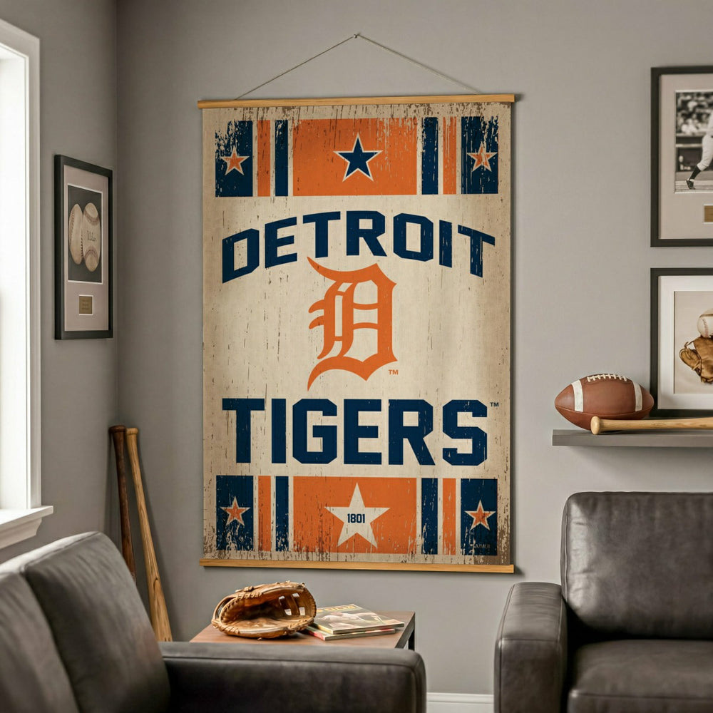 Detroit Tigers, Canvas Wall Tapestry, Large, 54x36, MLB, Home