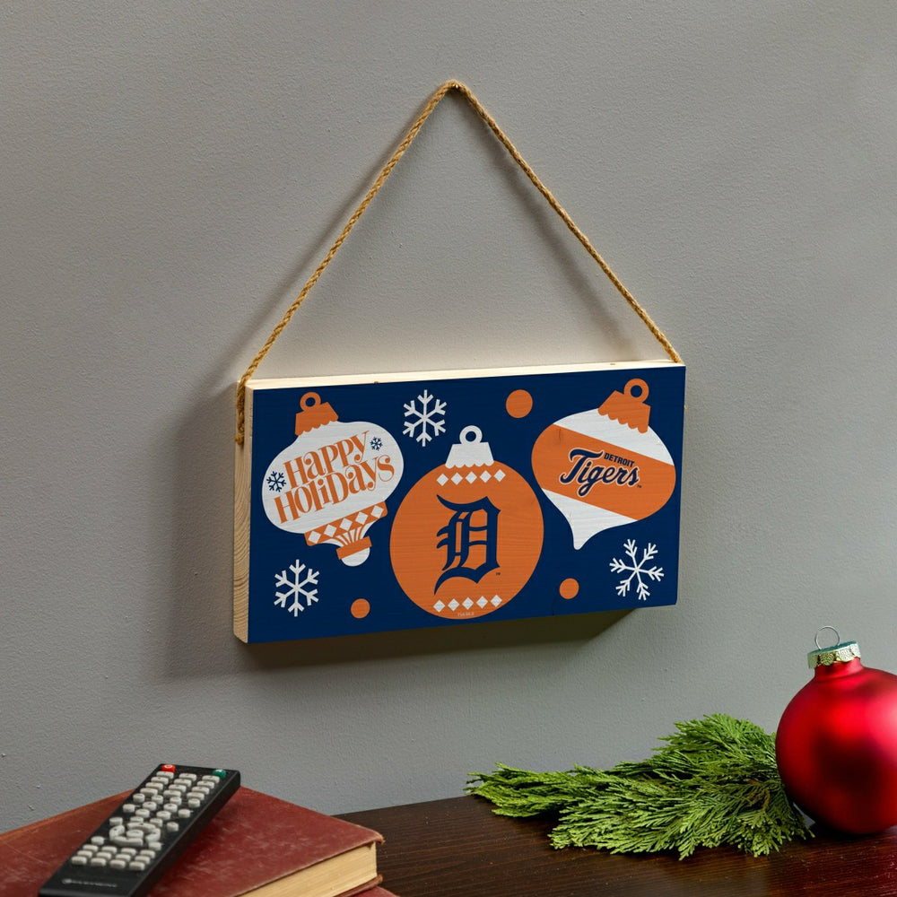 Detroit Tigers Holiday Wood Wall Sign, 6x11, MLB, Home