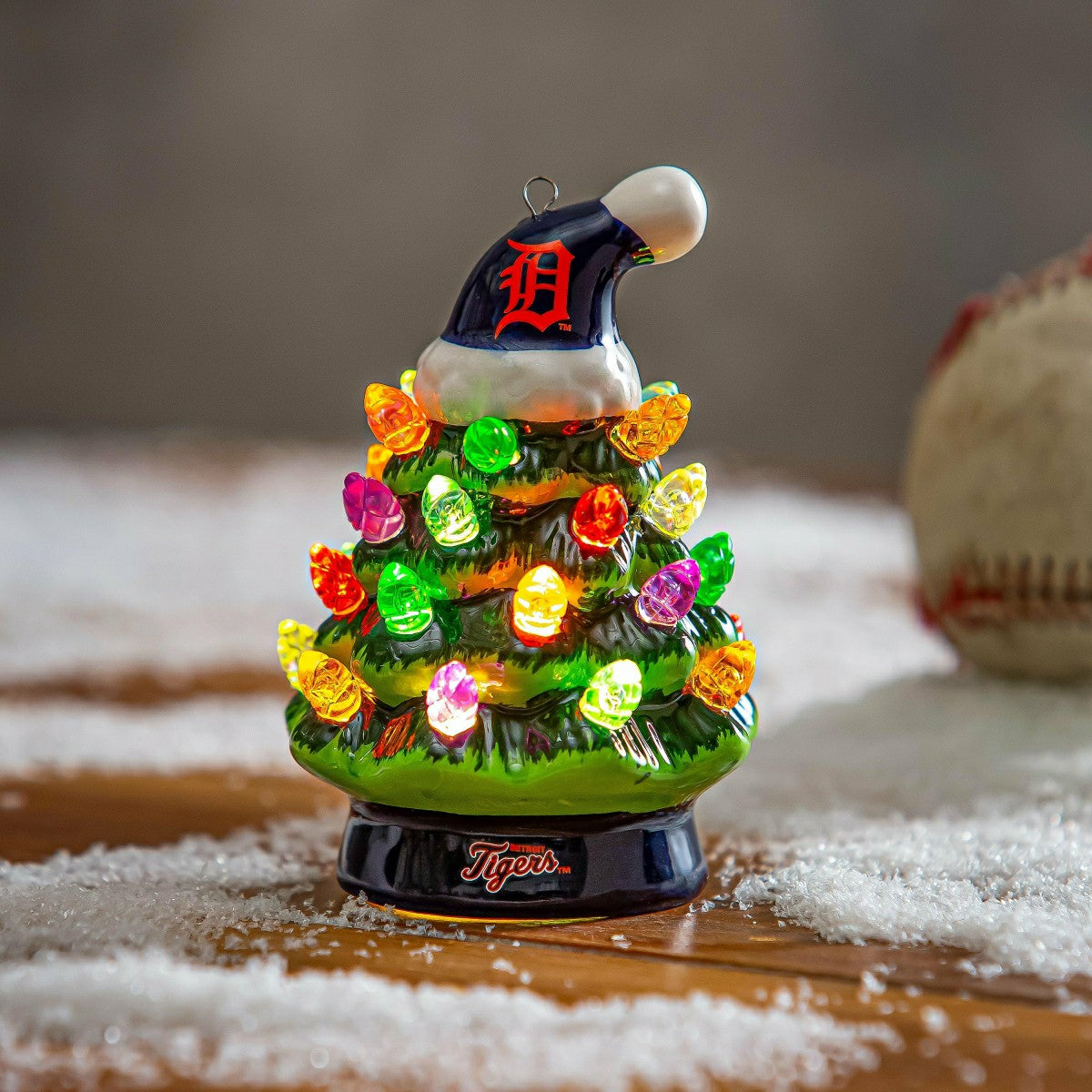 Detroit Tigers 4" Mini LED Tabletop Christmas Tree, Set of 2, MLB