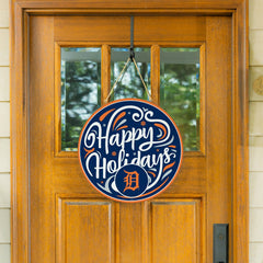 Detroit Tigers Holiday Round Door Décor with Hanging Rope, 18x18, MLB, Home