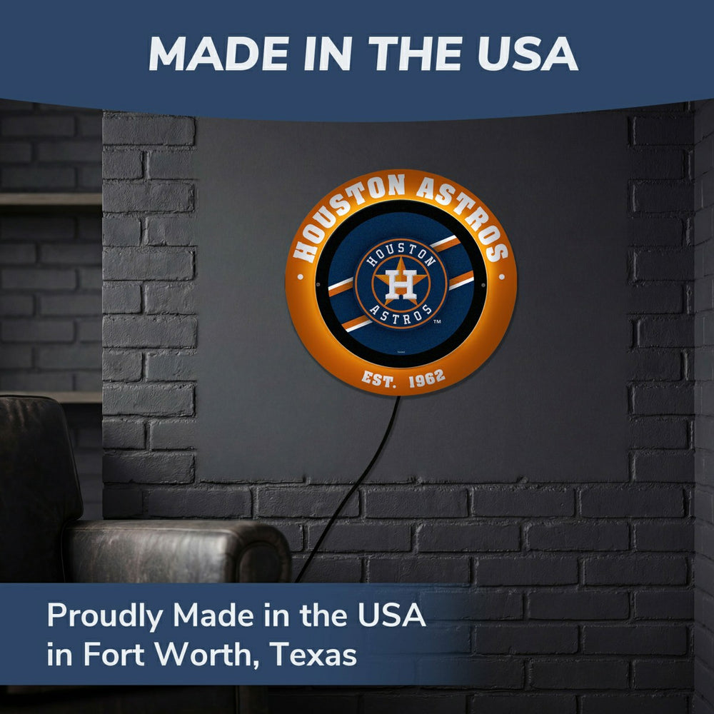 Houston Astros, Metal Lite, Round, MLB