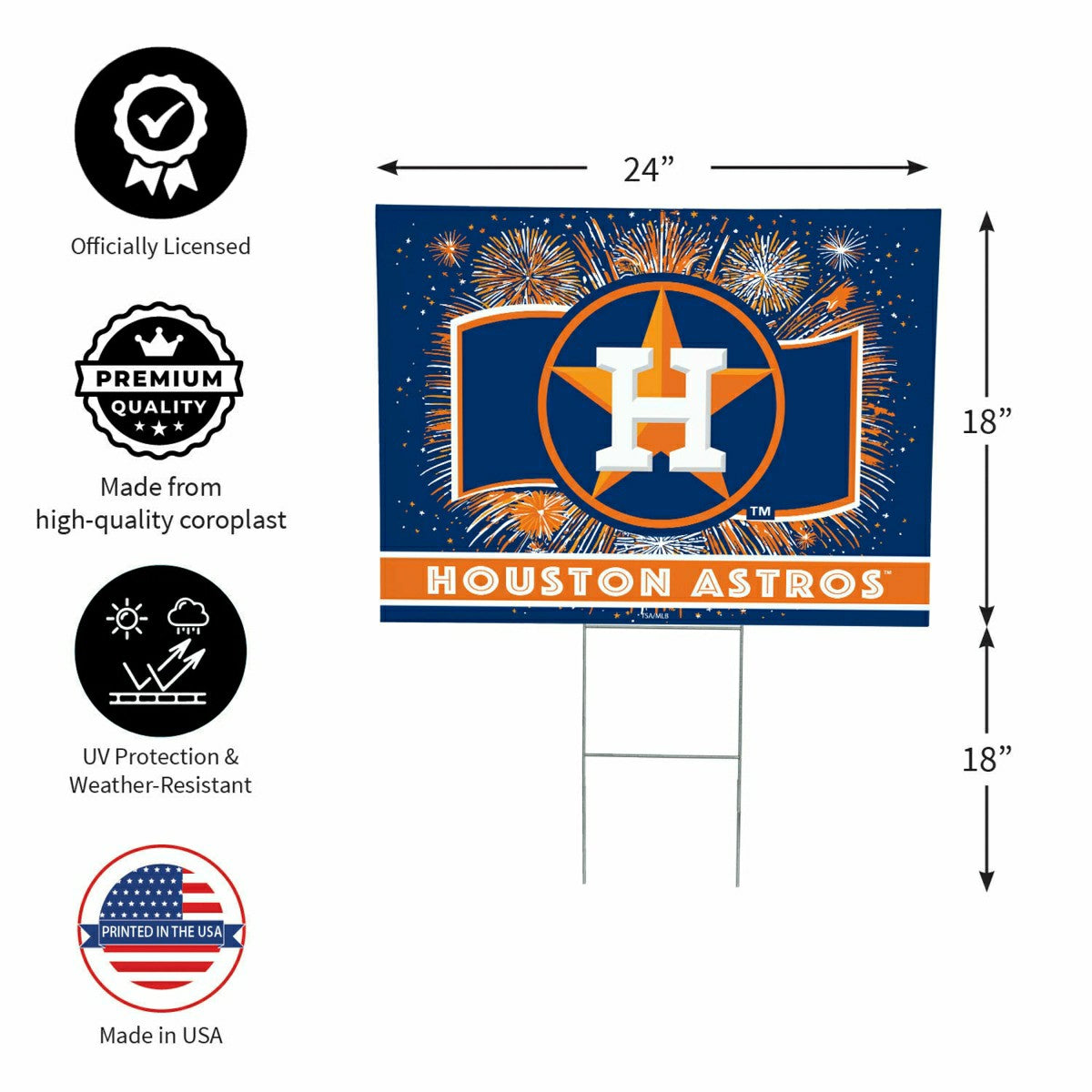 Houston Astros Yard Sign, Patriotic, MLB, Home