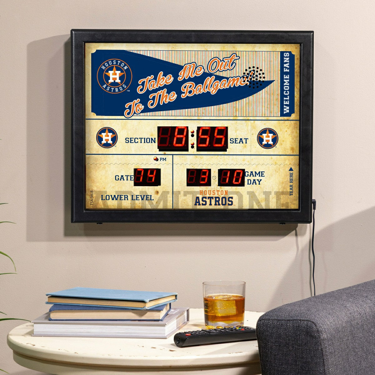 Bluetooth Scoreboard Wall Clock, Houston Astros, MLB
