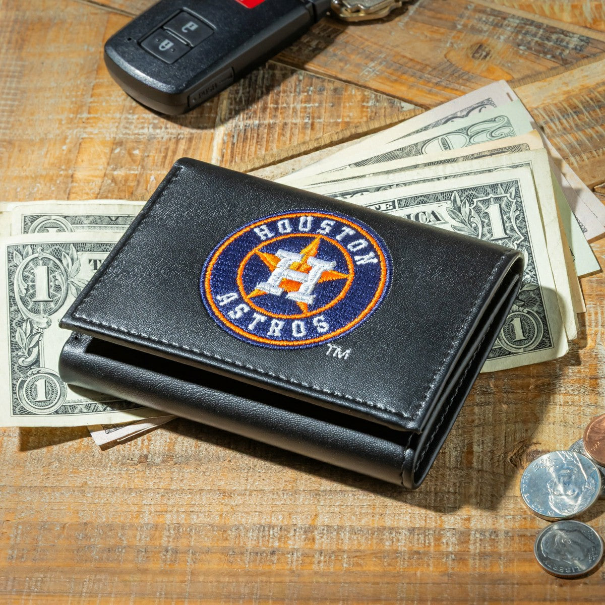 Houston Astros Black Tri-Fold Embroidered Wallet, MLB, Home