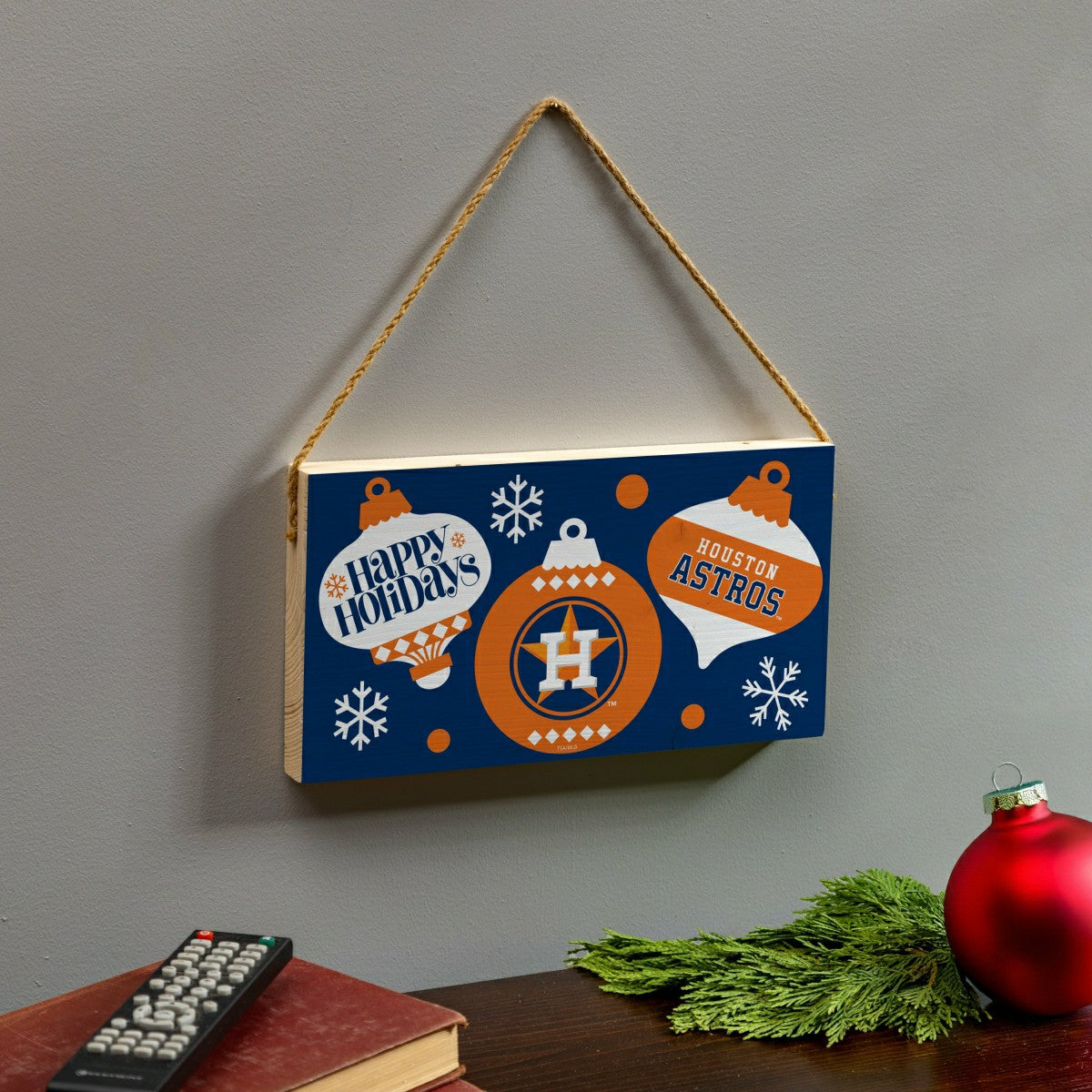 Houston Astros Holiday Wood Wall Sign, 6x11, MLB, Home