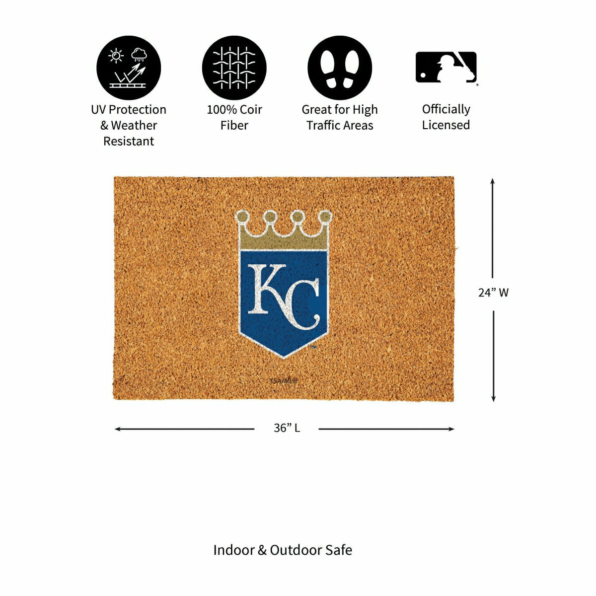 Kansas City Royals Large Full Color Coir Mat, 36"x24", MLB