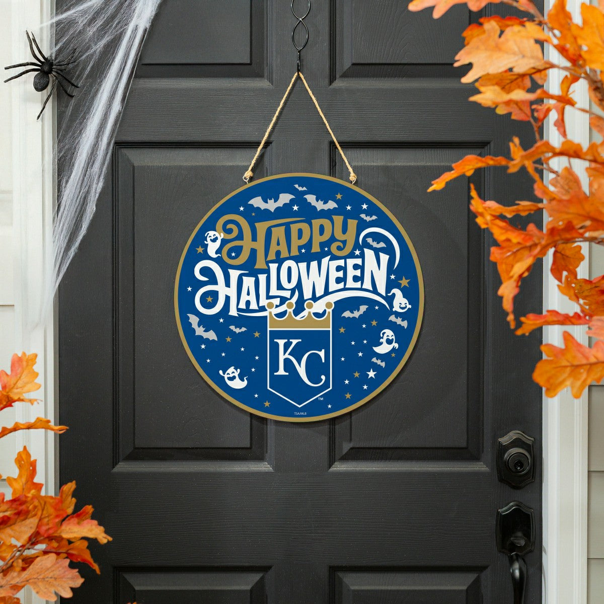 Kansas City Royals Halloween Round Door Décor with Hanging Rope, 18x18, MLB, Home
