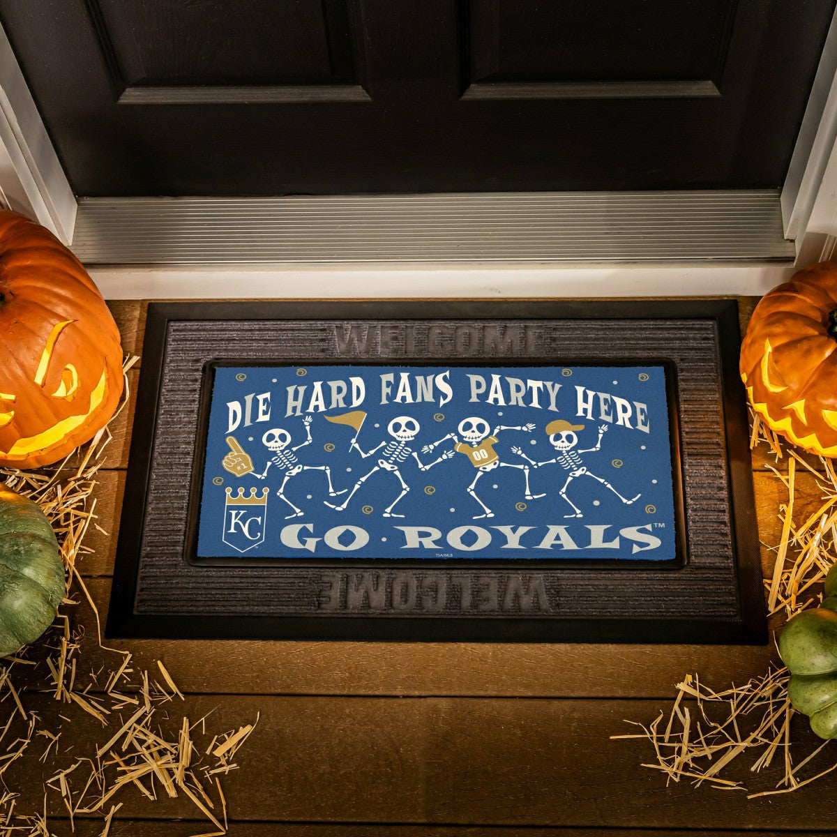 Kansas City Royals Flocked Coir Halloween Sassafras Switch Mat, 22"x10, MLB