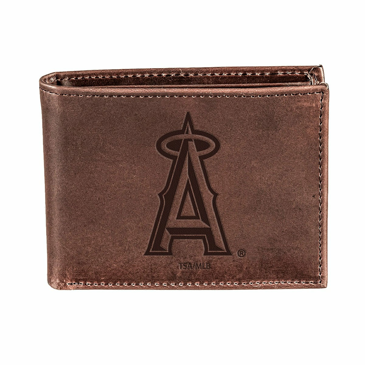 Los Angeles Angels Bi-Fold Wallet Brown 100% Genuine Leather, MLB, Home