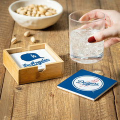 Los Angeles Dodgers Ceramic Coasters Set, 4pcs with Wood Caddy, MLB, Home
