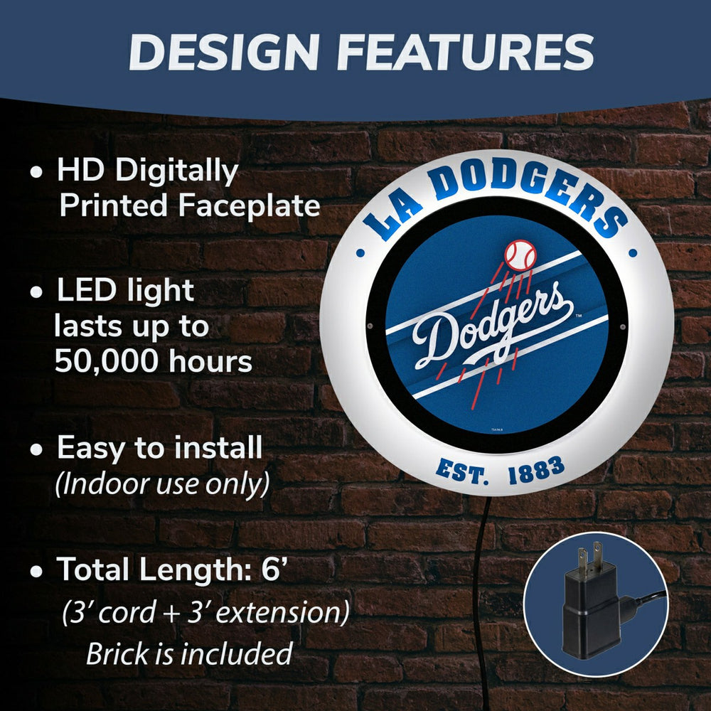 Los Angeles Dodgers, Metal Lite, Round, MLB