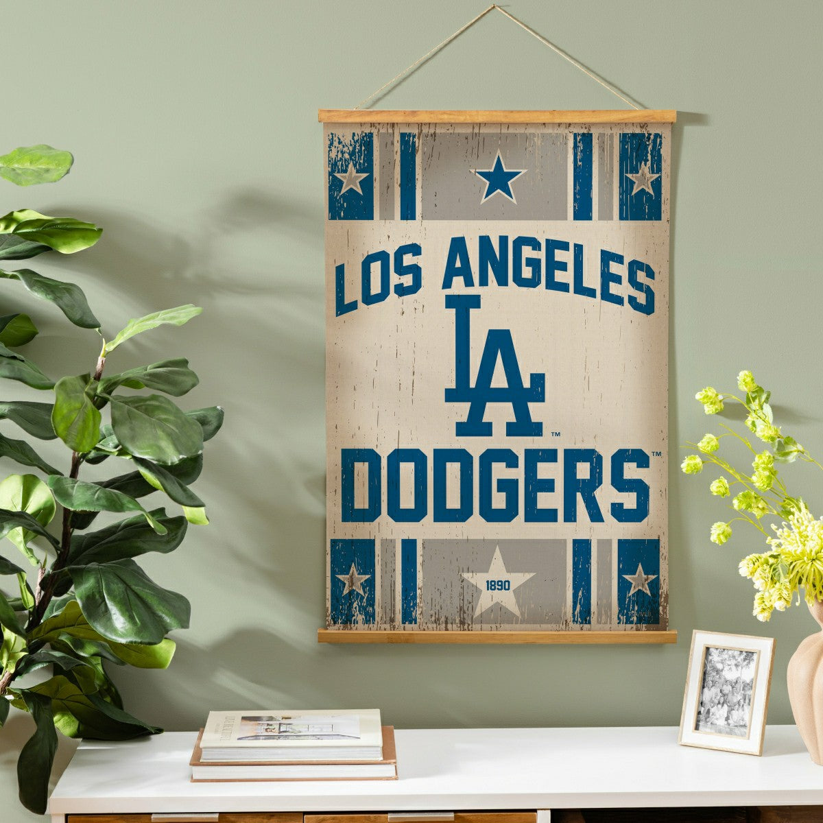 Los Angeles Dodgers, Canvas Wall Tapestry, Medium, 36x24, MLB, Home