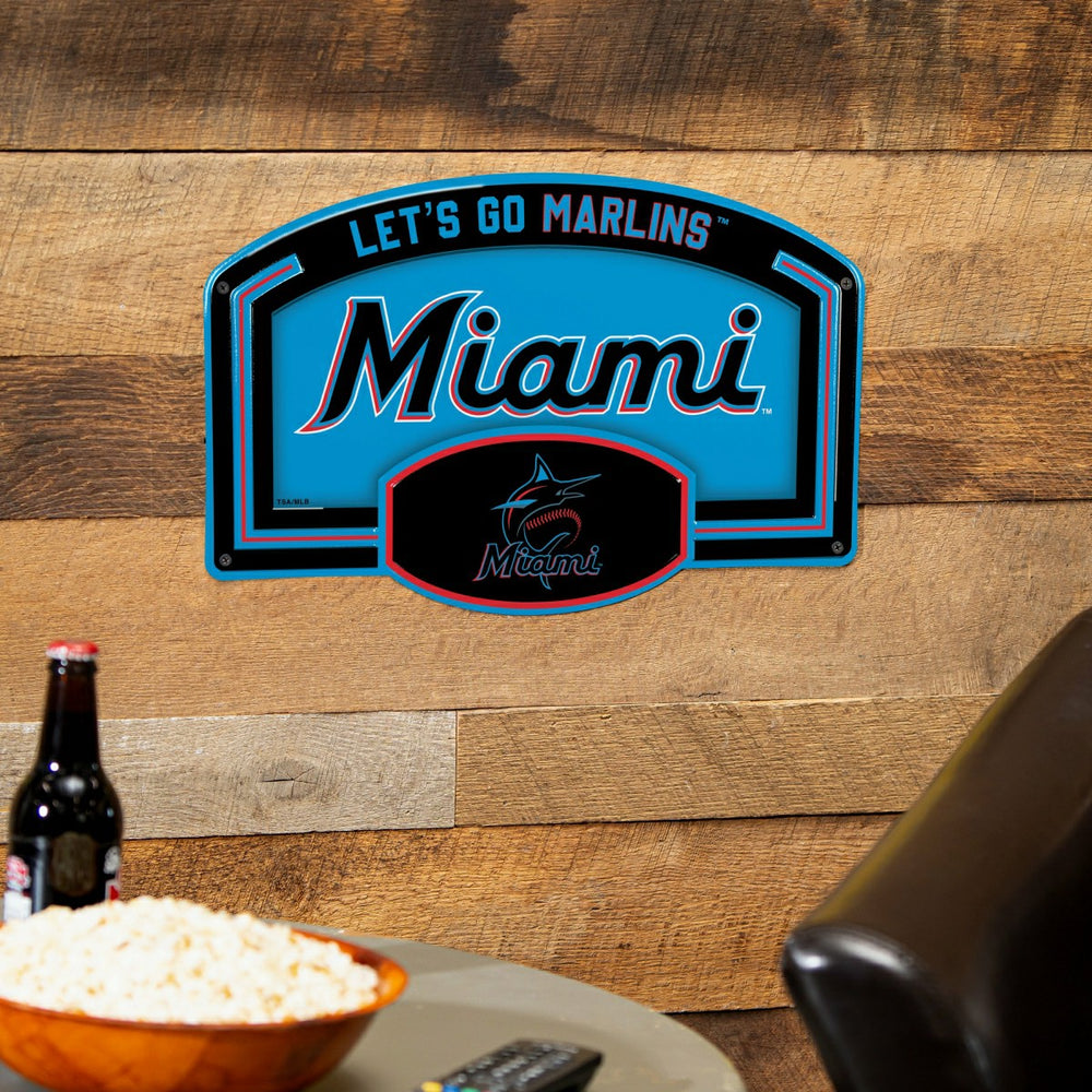 Miami Marlins USA Embossed Steel Wall Sign, 11" x 17", MLB, Home