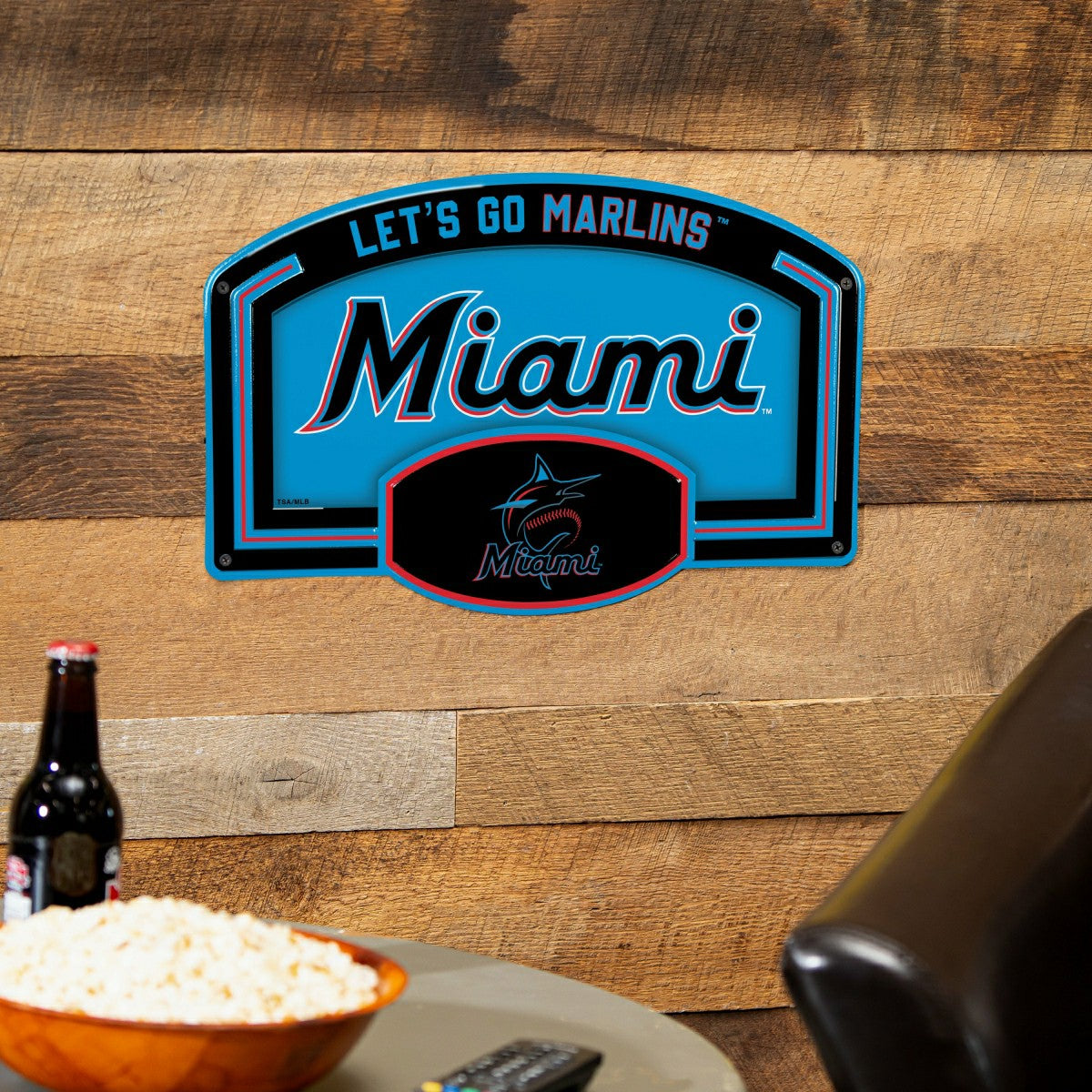 Miami Marlins USA Embossed Steel Wall Sign, 11" x 17", MLB, Home