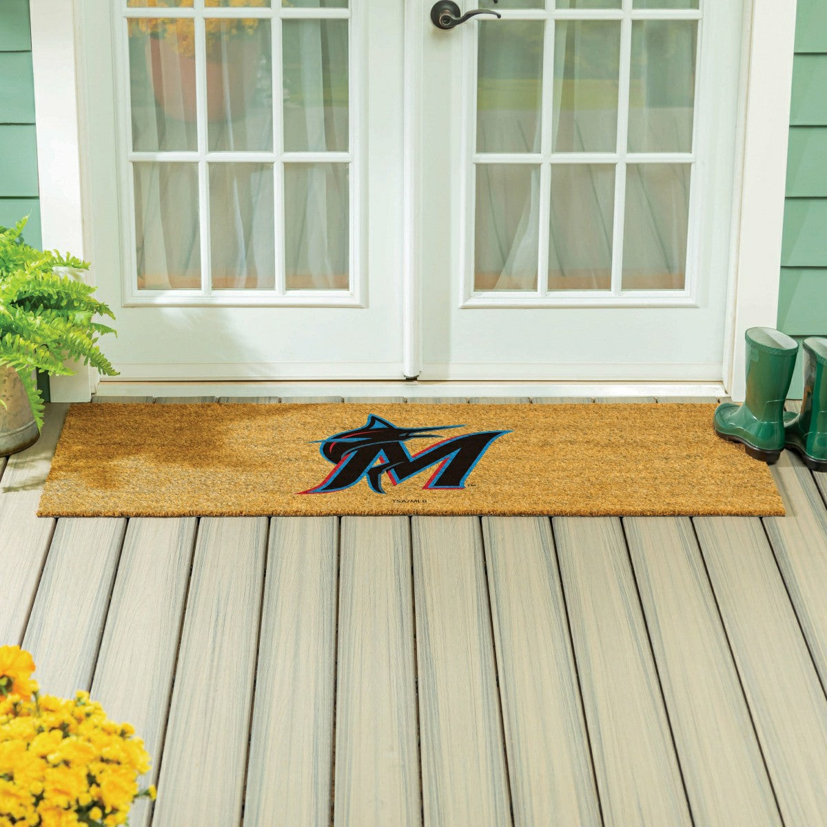 Miami Marlins Extra Large Full Color Coir Mat, 60"x24", MLB