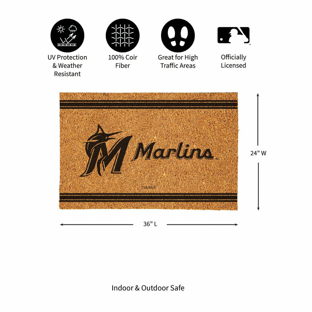 Miami Marlins Large One Color Coir Mat, 36"x24", MLB