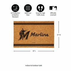 Miami Marlins Large One Color Coir Mat, 36"x24", MLB