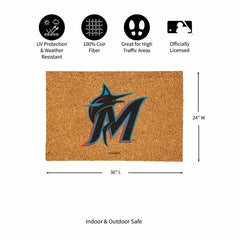 Miami Marlins Large Full Color Coir Mat, 36"x24", MLB