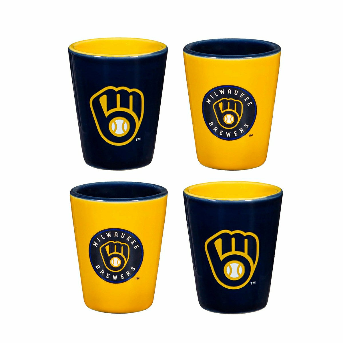 Milwaukee Brewers 4-Piece Ceramic 2oz. Shot Glass Set, MLB, Home