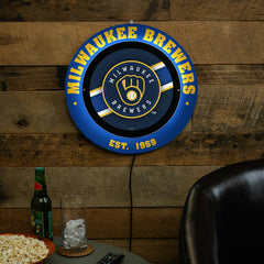 Milwaukee Brewers, Metal Lite, Round, MLB