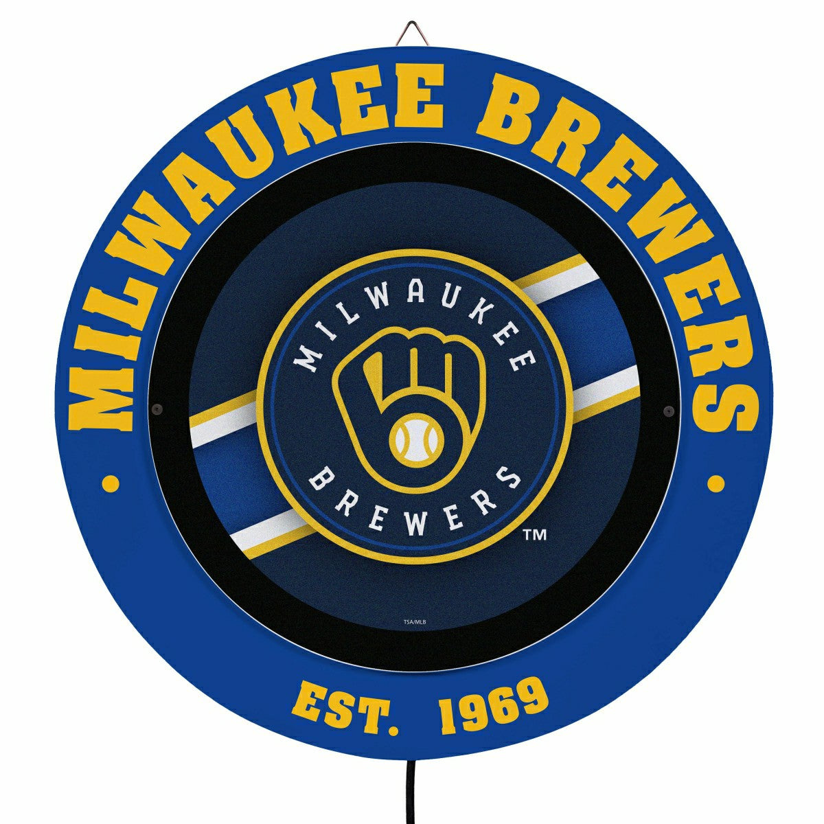 Milwaukee Brewers, Metal Lite, Round, MLB