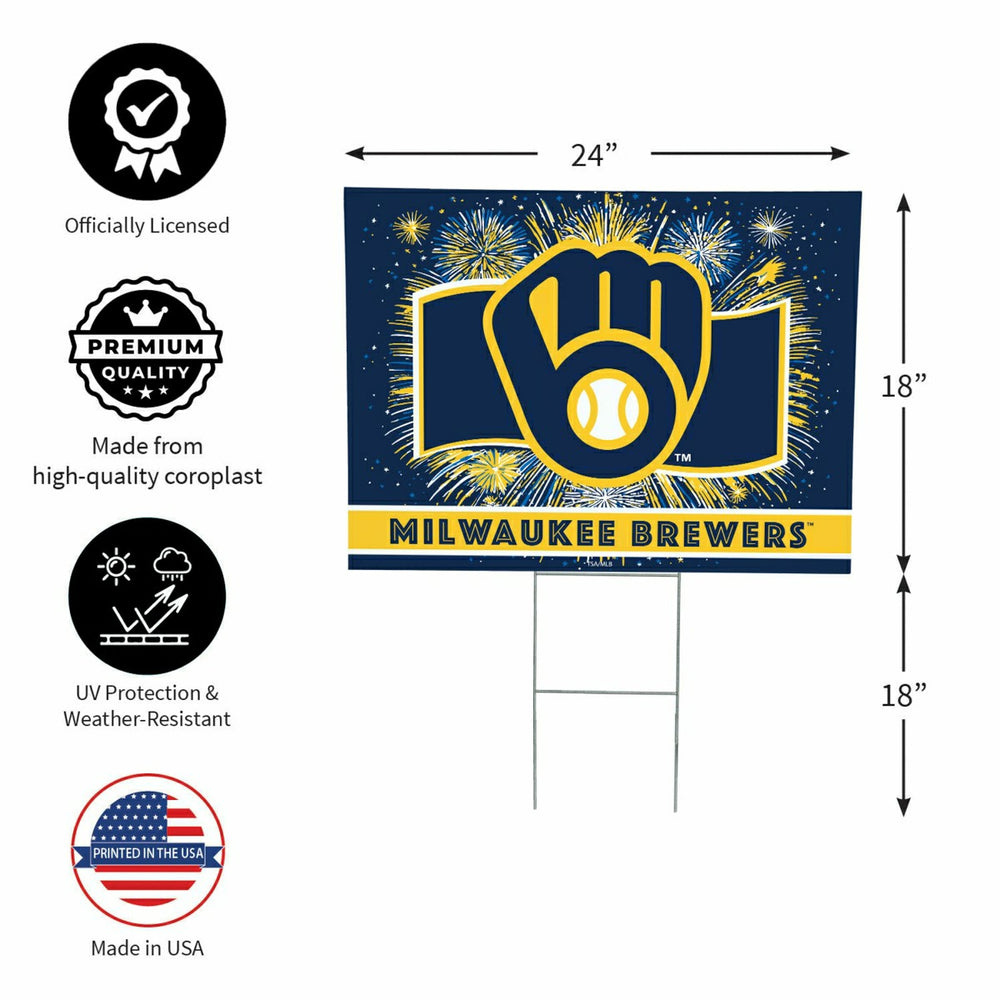 Milwaukee Brewers Yard Sign, Patriotic, MLB, Home