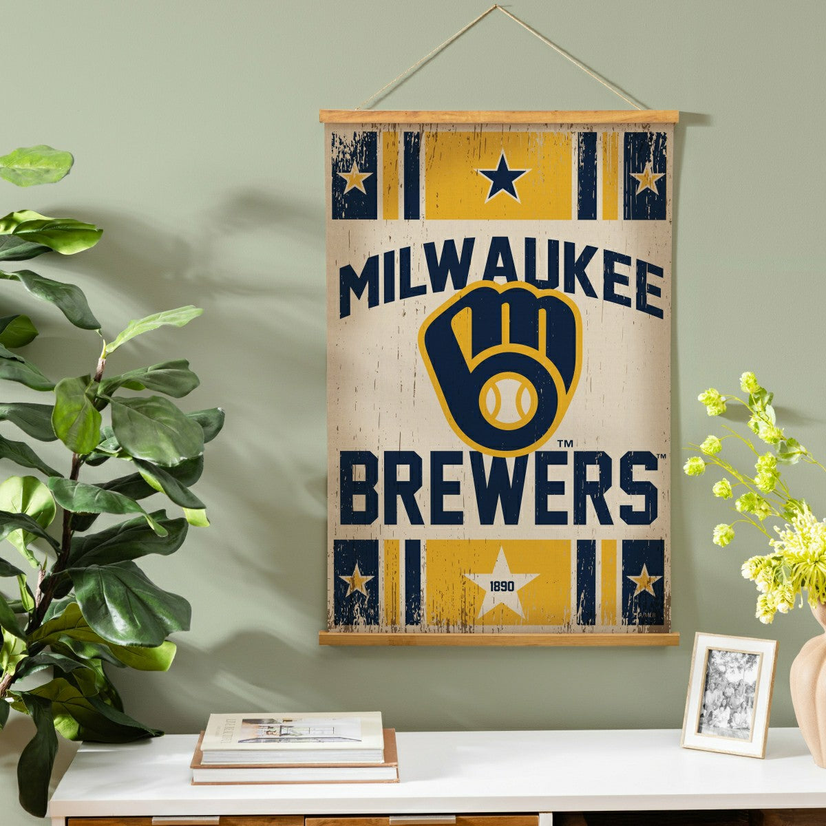 Milwaukee Brewers, Canvas Wall Tapestry, Medium, 36x24, MLB, Home
