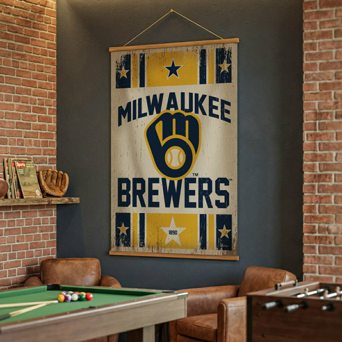 Milwaukee Brewers, Canvas Wall Tapestry, Large, 54x36, MLB, Home