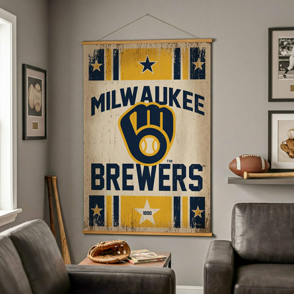 Milwaukee Brewers, Canvas Wall Tapestry, Large, 54x36, MLB, Home