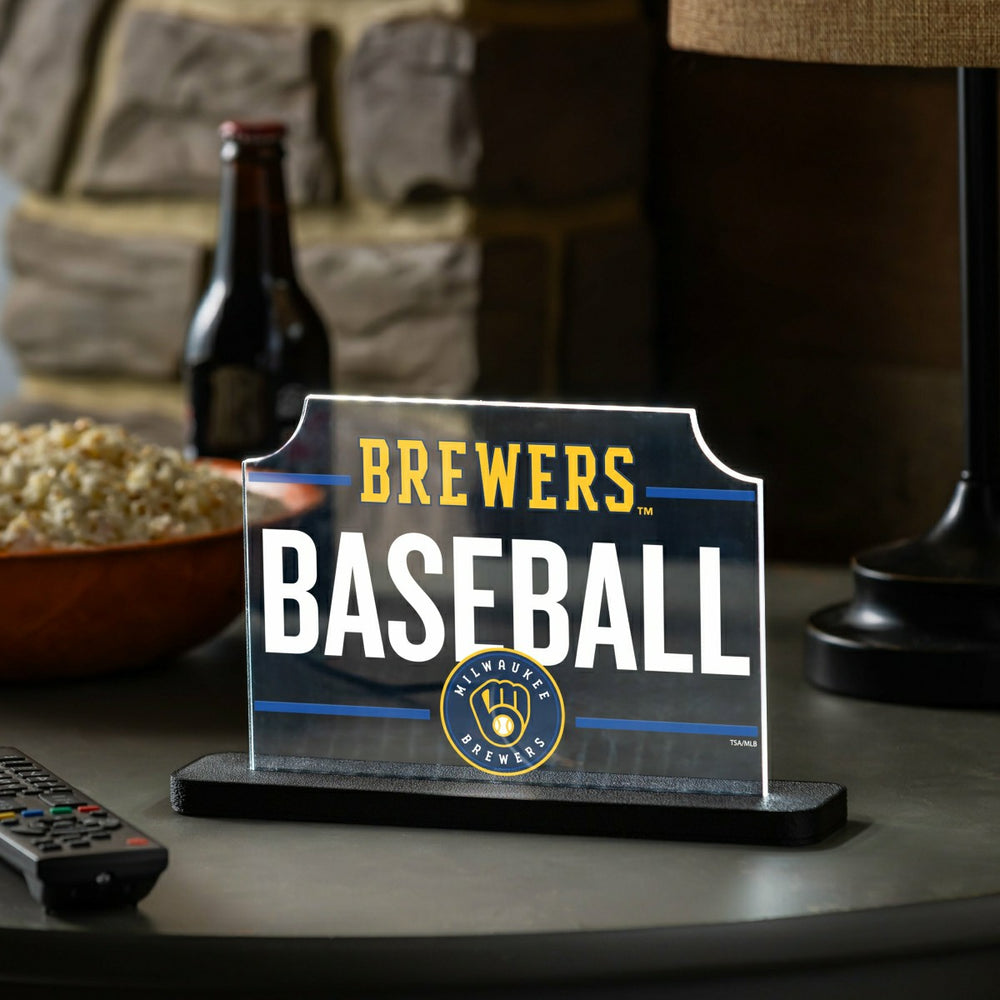 Milwaukee Brewers Baseball Rectangle Desklite LED Decor, MLB, Home