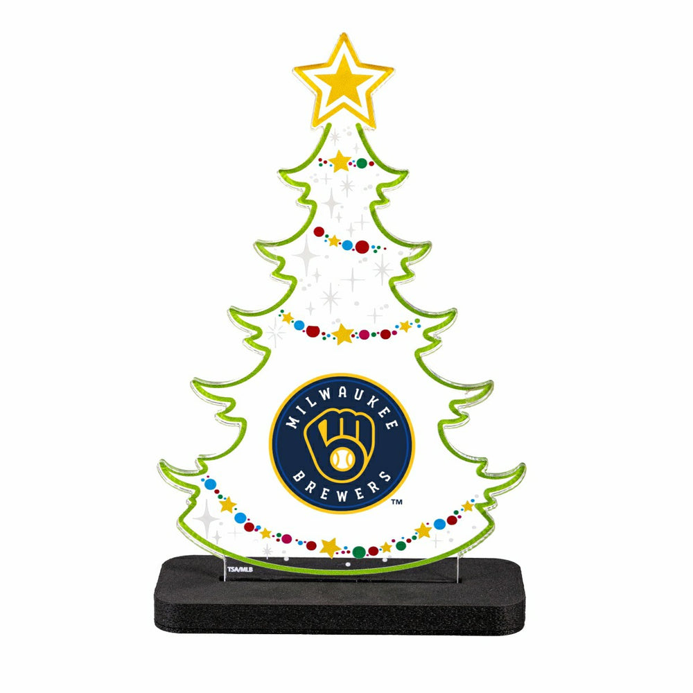 Milwaukee Brewers Baseball Holiday Tree Desklite LED Decor, MLB, Home