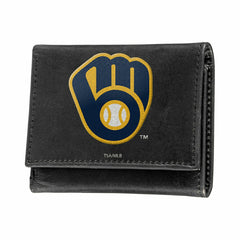 Milwaukee Brewers Black Tri-Fold Embroidered Wallet w/ RFID Blocking, MLB, Home