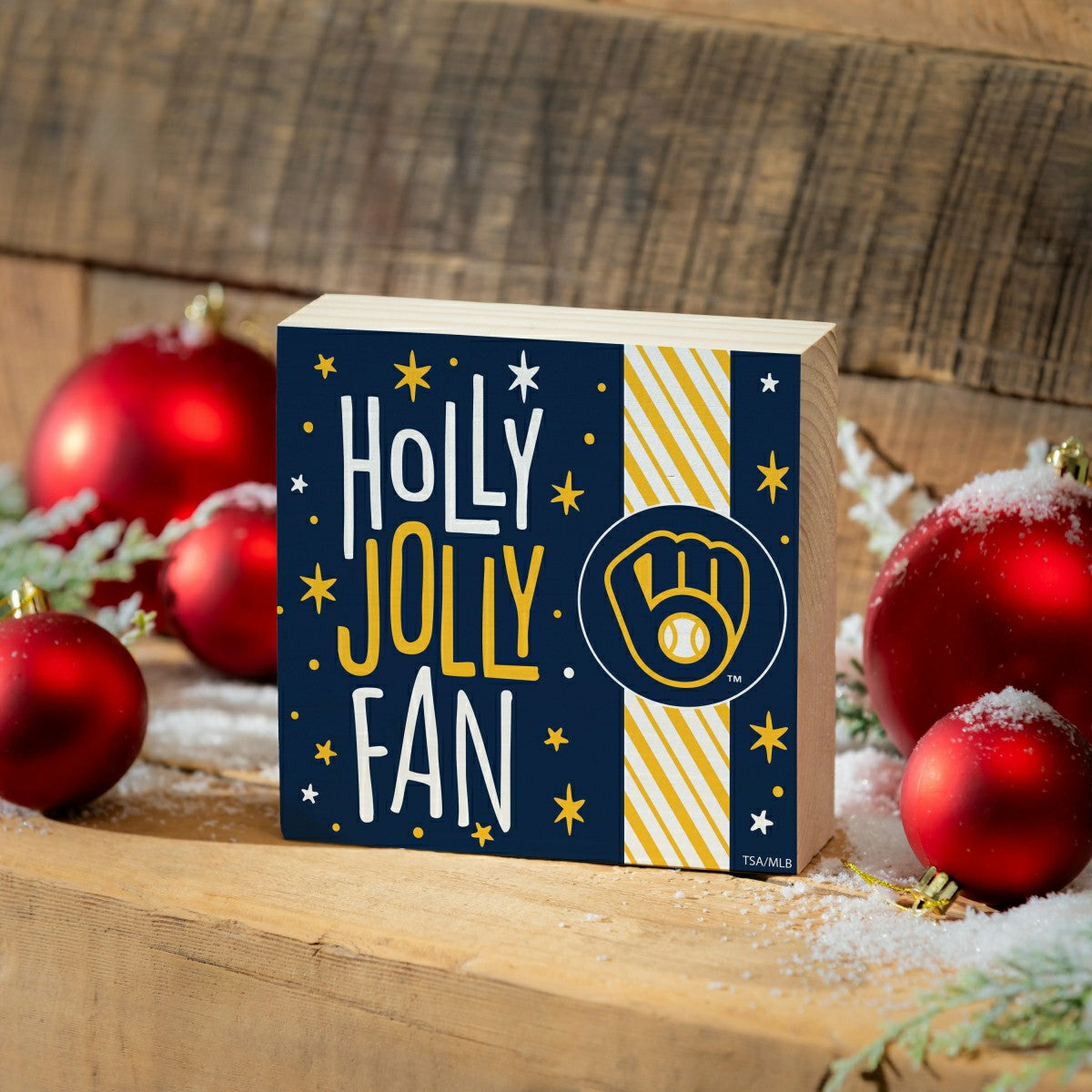 Milwaukee Brewers Block, Holiday, 6x6, MLB, Home