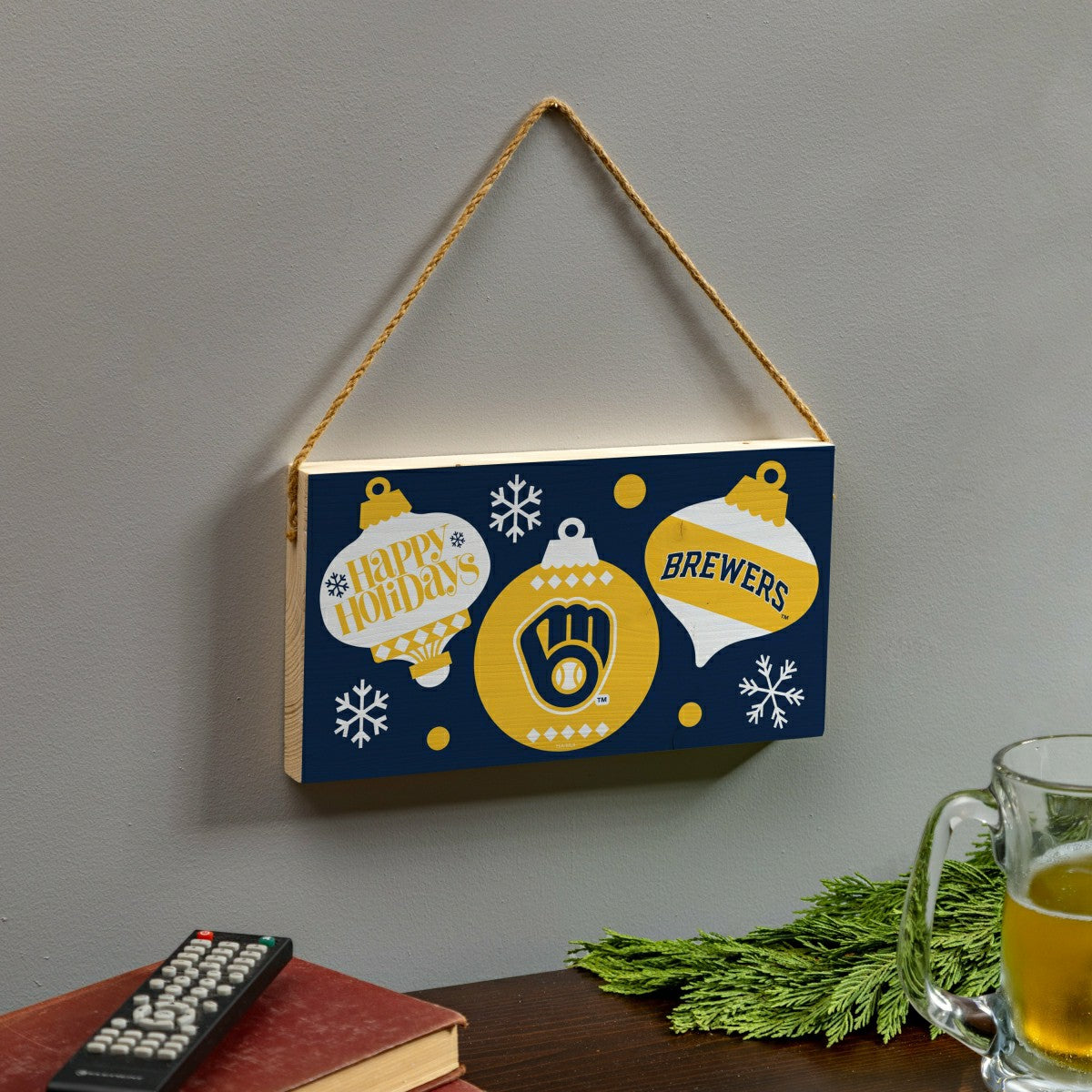 Milwaukee Brewers Holiday Wood Wall Sign, 6x11, MLB, Home