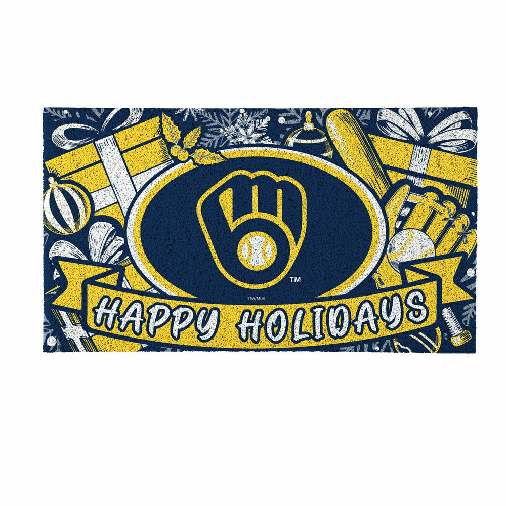 Milwaukee Brewers Holiday PVC Mat, 28"x16", MLB
