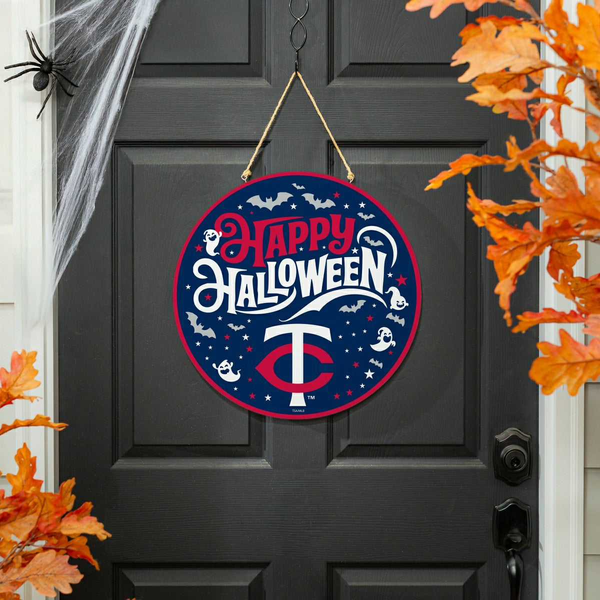 Minnesota Twins Halloween Round Door Décor with Hanging Rope, 18x18, MLB, Home