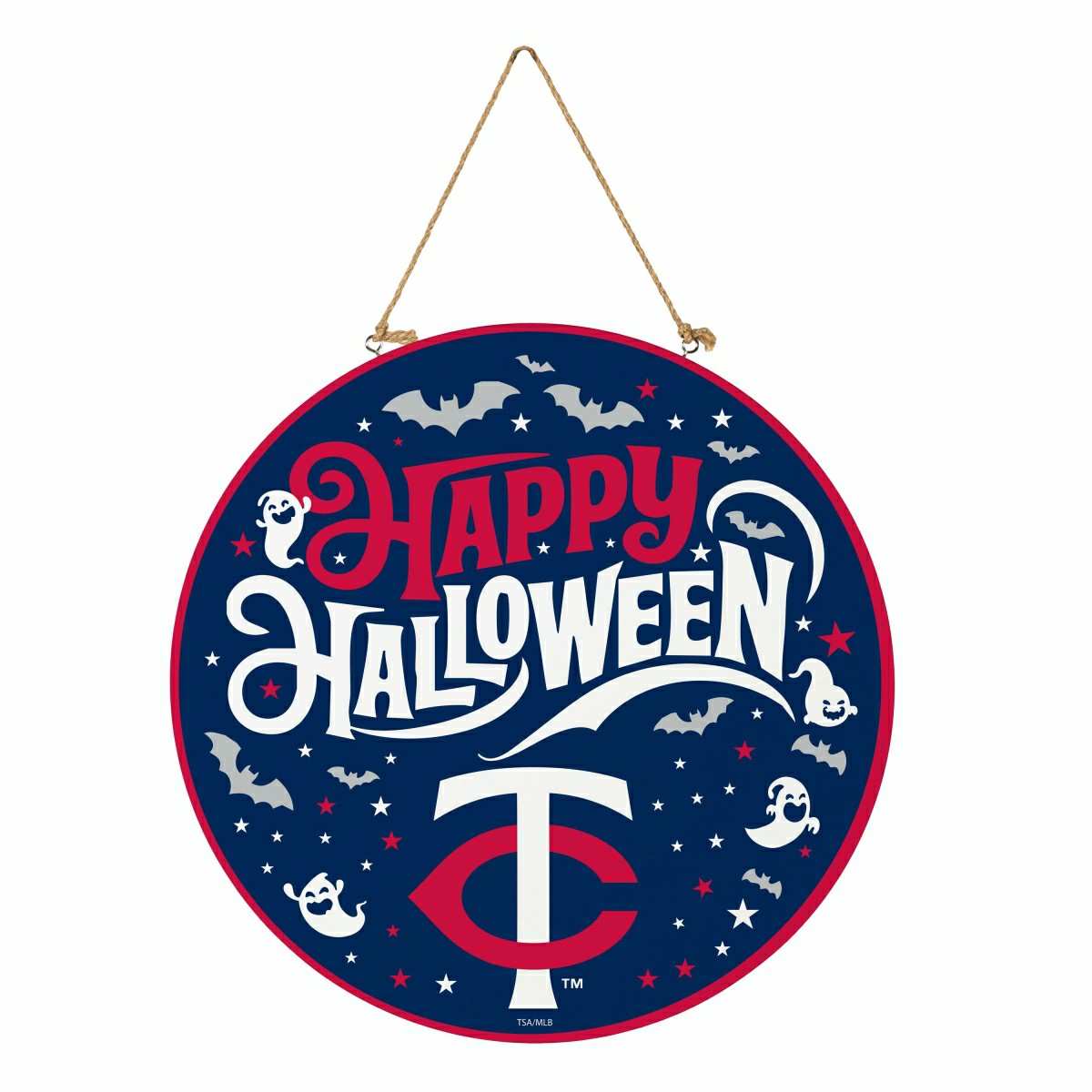 Minnesota Twins Halloween Round Door Décor with Hanging Rope, 18x18, MLB, Home