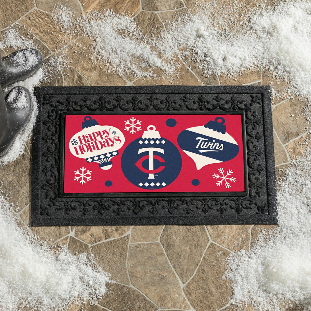 Minnesota Twins Holiday Flocked Coir Sassafras Switch Mat, 22"x10", MLB