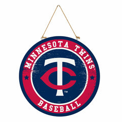 Minnesota Twins Round Door Décor with Hanging Rope, 18x18, MLB, Home