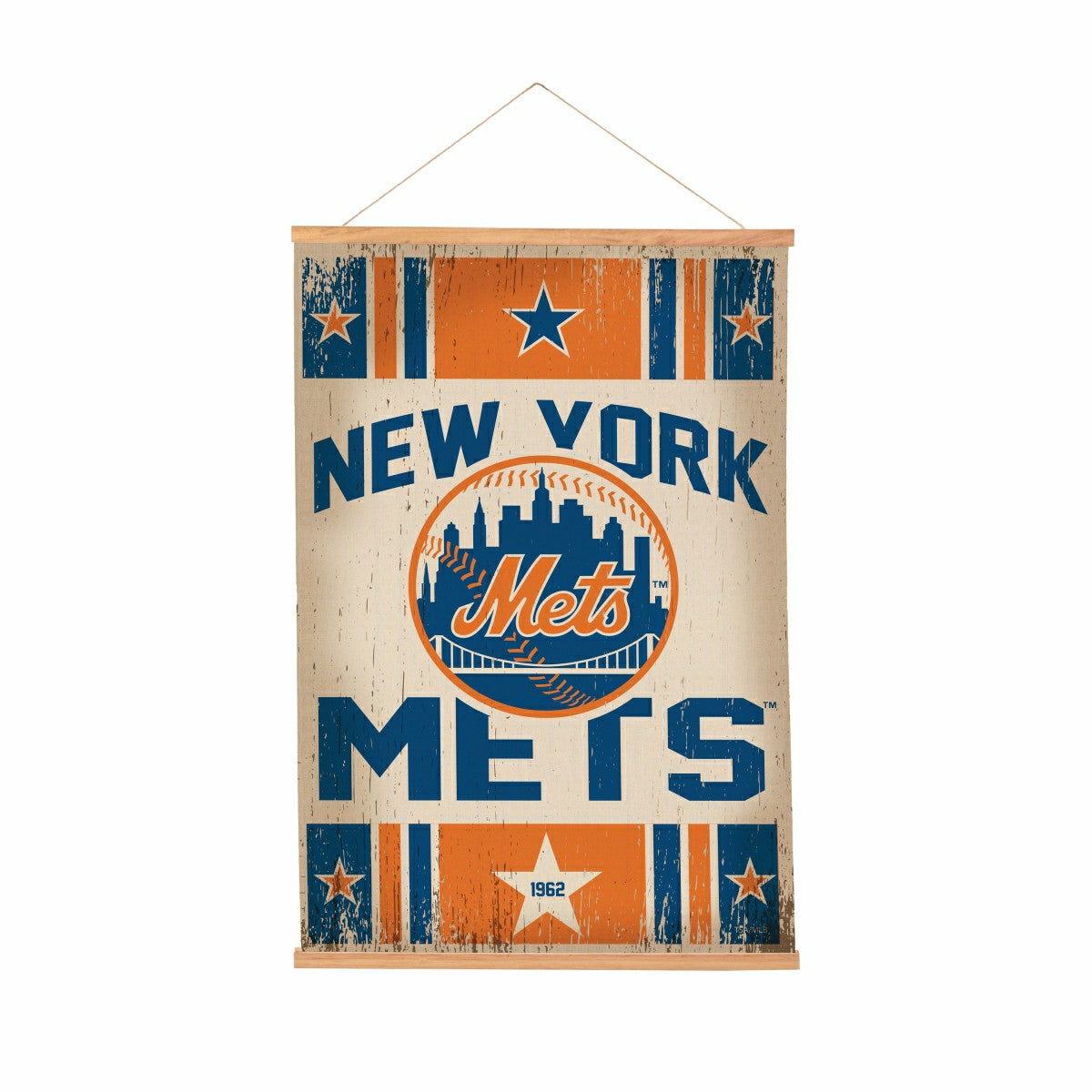 New York Mets, Canvas Wall Tapestry, Medium, 36x24, MLB, Home
