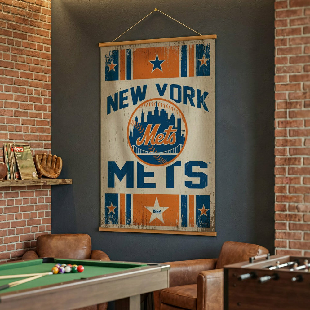 New York Mets, Canvas Wall Tapestry, Large, 54x36, MLB, Home