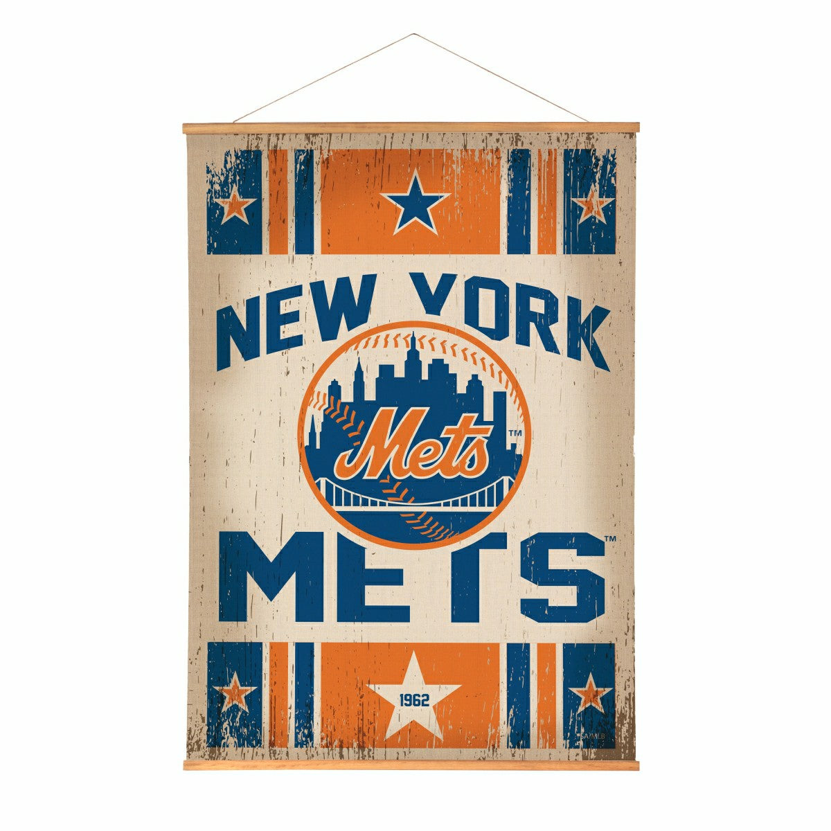 New York Mets, Canvas Wall Tapestry, Large, 54x36, MLB, Home