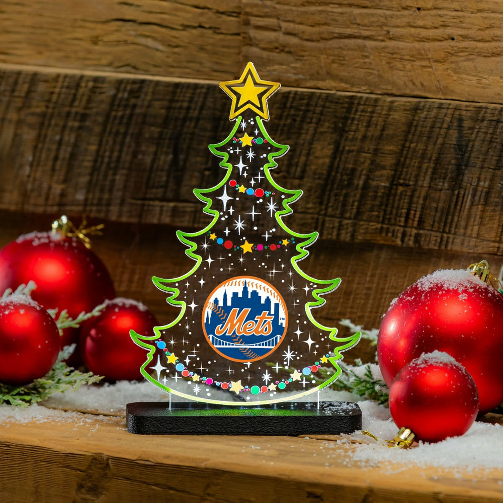 New York Mets Baseball Holiday Tree Desklite LED Decor, MLB, Home
