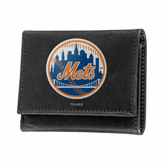 New York Mets Black Tri-Fold Embroidered Wallet w/ RFID Blocking, MLB, Home